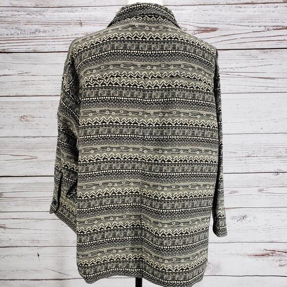 Chico's Women's Tribal Print Button Up 3/4 Sleeve Top Shirt Jacket Size 3 - Picture 12 of 12
